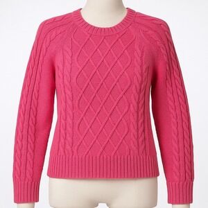 Vtg‎ GAP Heavyweight Pink Cable Knit Cotton Sweater S Crew Preppy Y2K Valentines